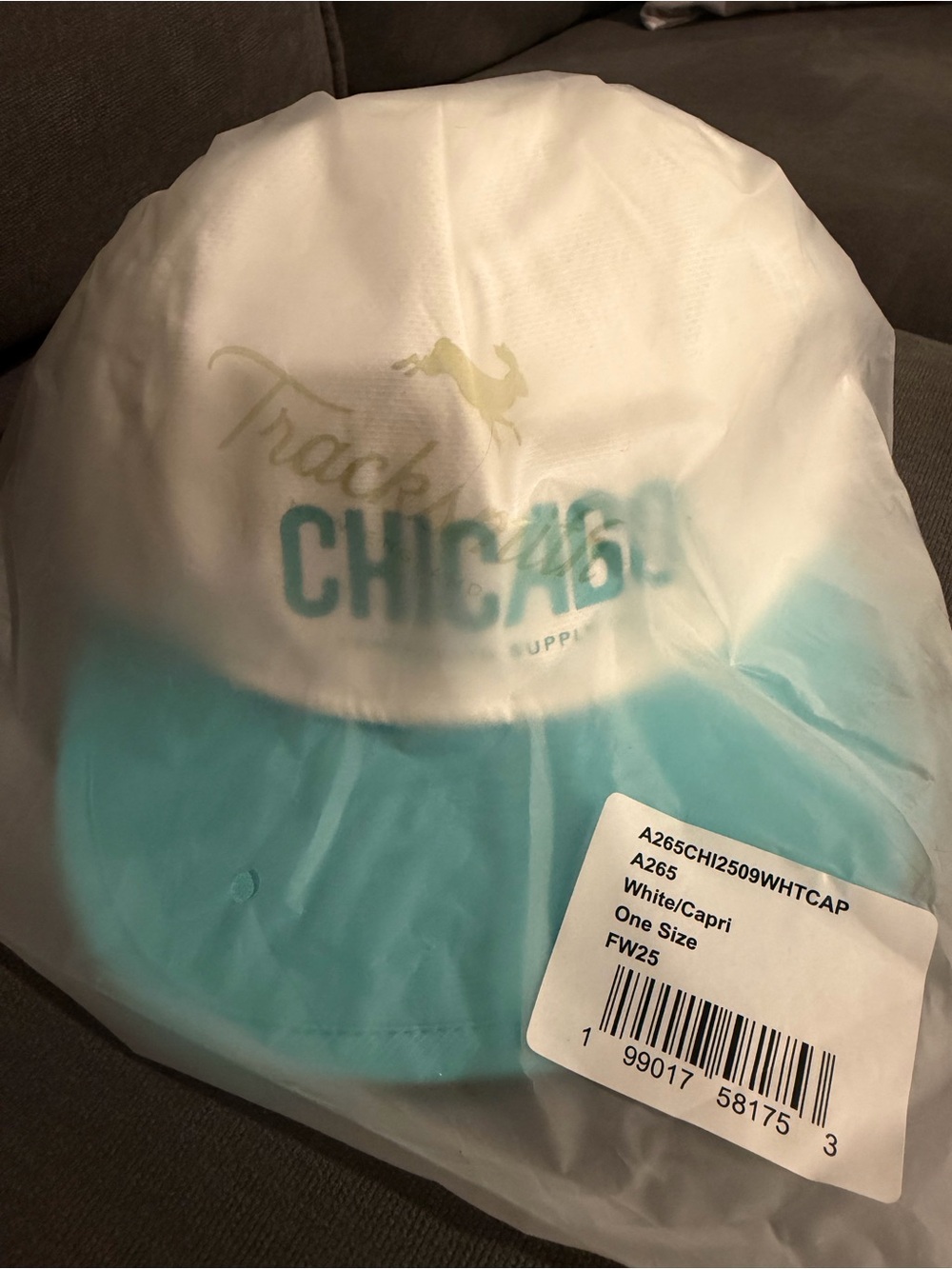 Tracksmith White & Capri Chicago Baseball Cap